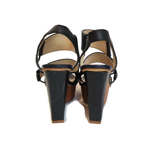 Vince Camuto Niskera Blue Open Toe Leather Slingback Wedge Sandal 7 - Picture 4 of 5